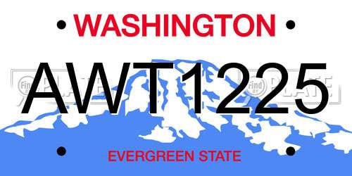 AWT1225 Washington License Plate