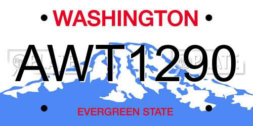 AWT1290 Washington License Plate