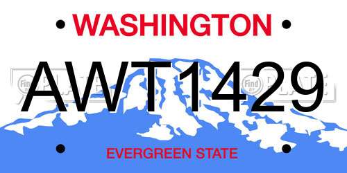 AWT1429 Washington License Plate