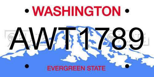 AWT1789 Washington License Plate