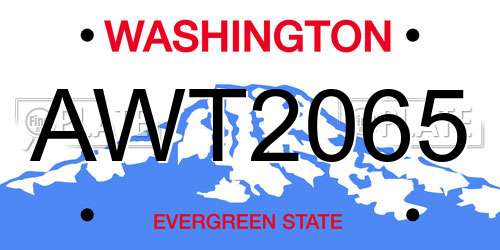 AWT2065 Washington License Plate