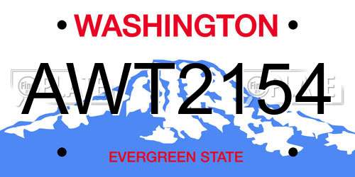 AWT2154 Washington License Plate