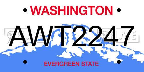 AWT2247 Washington License Plate