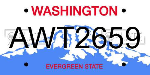 AWT2659 Washington License Plate