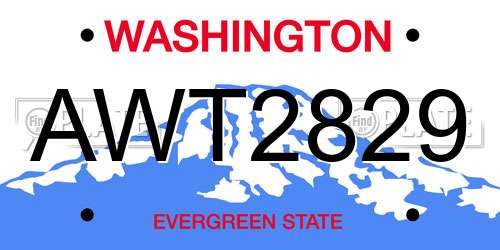 AWT2829 Washington License Plate