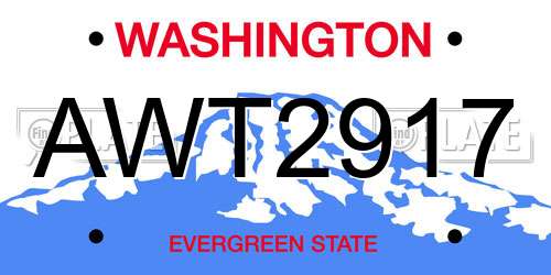 AWT2917 Washington License Plate