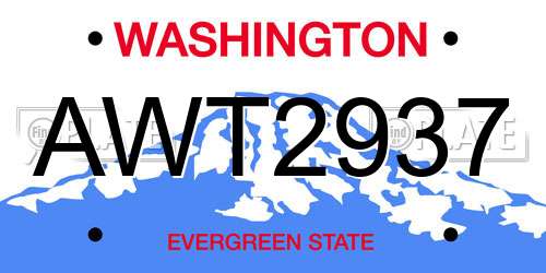 AWT2937 Washington License Plate