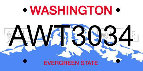 AWT3034 Washington License Plate