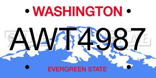 AWT4987 Washington License Plate