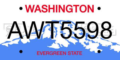 AWT5598 Washington License Plate