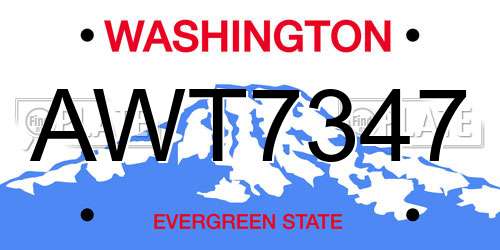 AWT7347 Washington License Plate