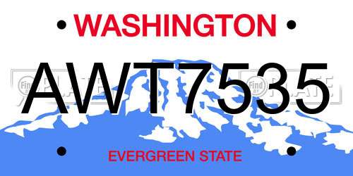 AWT7535 Washington License Plate