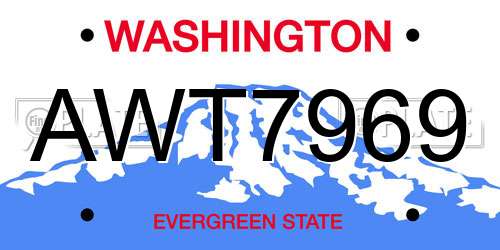 AWT7969 Washington License Plate