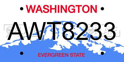 AWT8233 Washington License Plate