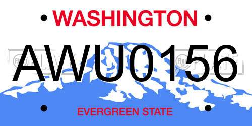 AWU0156 Washington License Plate