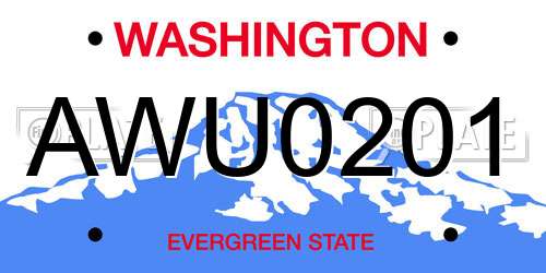 AWU0201 Washington License Plate