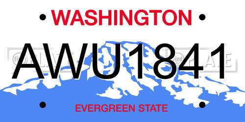 AWU1841 Washington License Plate