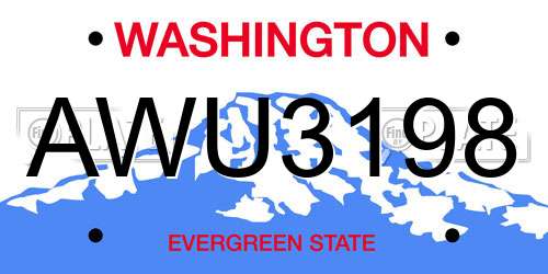 AWU3198 Washington License Plate