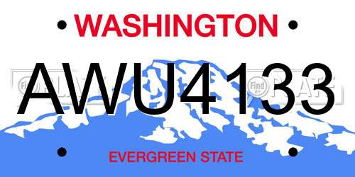 AWU4133 Washington License Plate