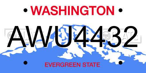 AWU4432 Washington License Plate