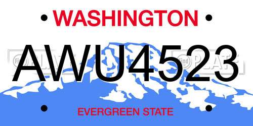 AWU4523 Washington License Plate