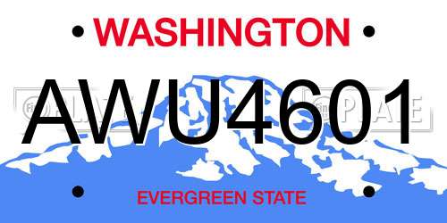 AWU4601 Washington License Plate