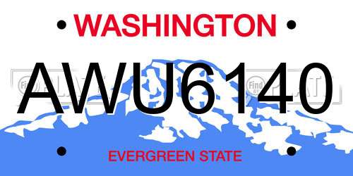 AWU6140 Washington License Plate