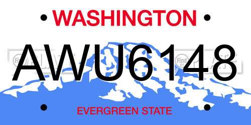 AWU6148 Washington License Plate