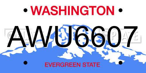 AWU6607 Washington License Plate