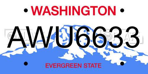 AWU6633 Washington License Plate