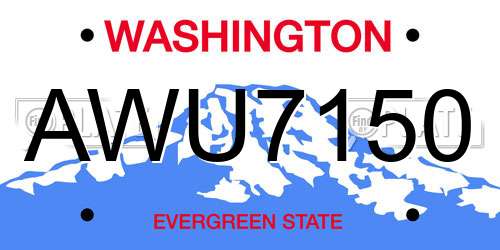 AWU7150 Washington License Plate
