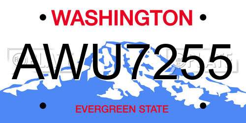 AWU7255 Washington License Plate