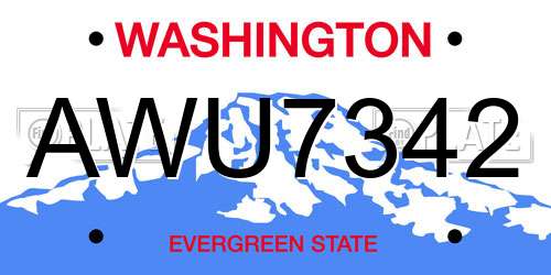 AWU7342 Washington License Plate