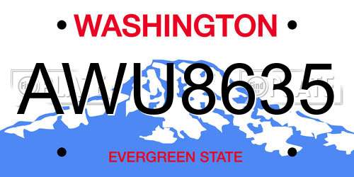 AWU8635 Washington License Plate