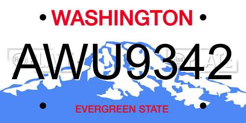 AWU9342 Washington License Plate