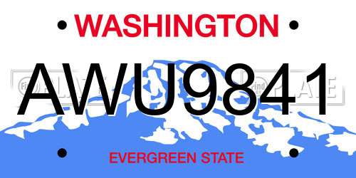 AWU9841 Washington License Plate