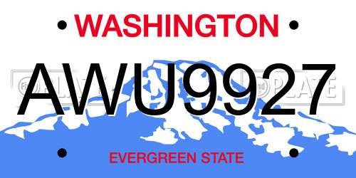 AWU9927 Washington License Plate