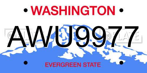 AWU9977 Washington License Plate