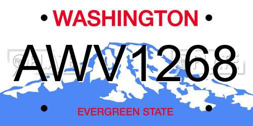 AWV1268 Washington License Plate