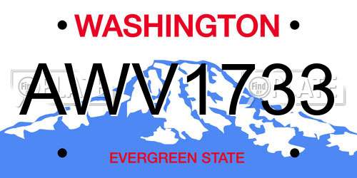 AWV1733 Washington License Plate