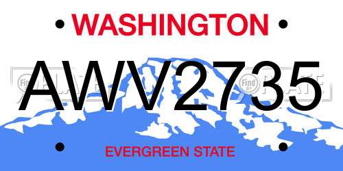 AWV2735 Washington License Plate