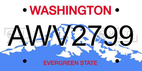AWV2799 Washington License Plate