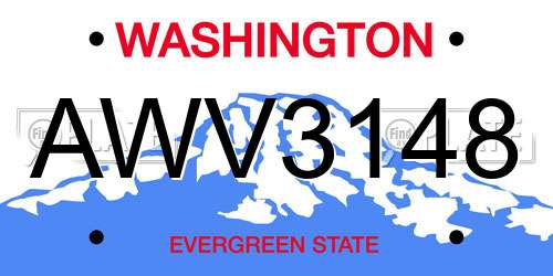 AWV3148 Washington License Plate