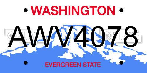 AWV4078 Washington License Plate