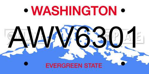 AWV6301 Washington License Plate