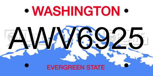 AWV6925 Washington License Plate