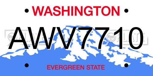 AWV7710 Washington License Plate