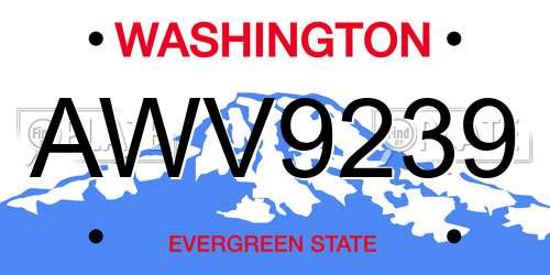 AWV9239 Washington License Plate