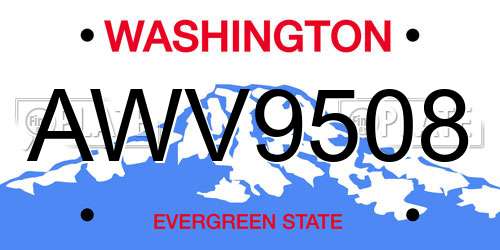 AWV9508 Washington License Plate
