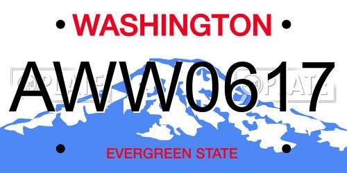 AWW0617 Washington License Plate